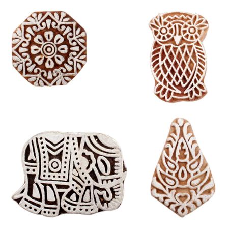 Set of 4 Piece New Mix Wooden Printing Block